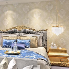 菡美洛欧式3D蚕丝素色大花墙纸加厚3d浮雕大马士革奢华客厅卧室背景墙壁纸